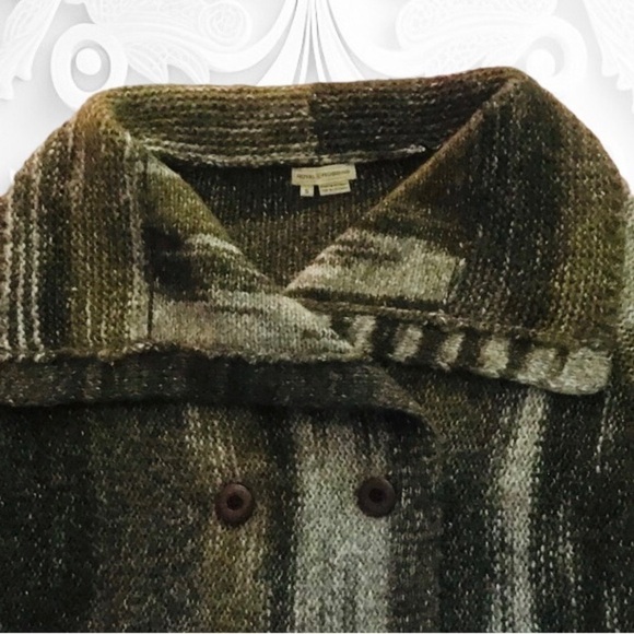 ROYAL Robbins Green & Grey/Black Ombré Knit Double Breasted Sweater/Cardigan - Picture 4 of 4